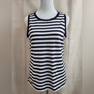 Talbots Women's Black White Striped Sleeveless Tank Top Size Med‎ Summer Travel